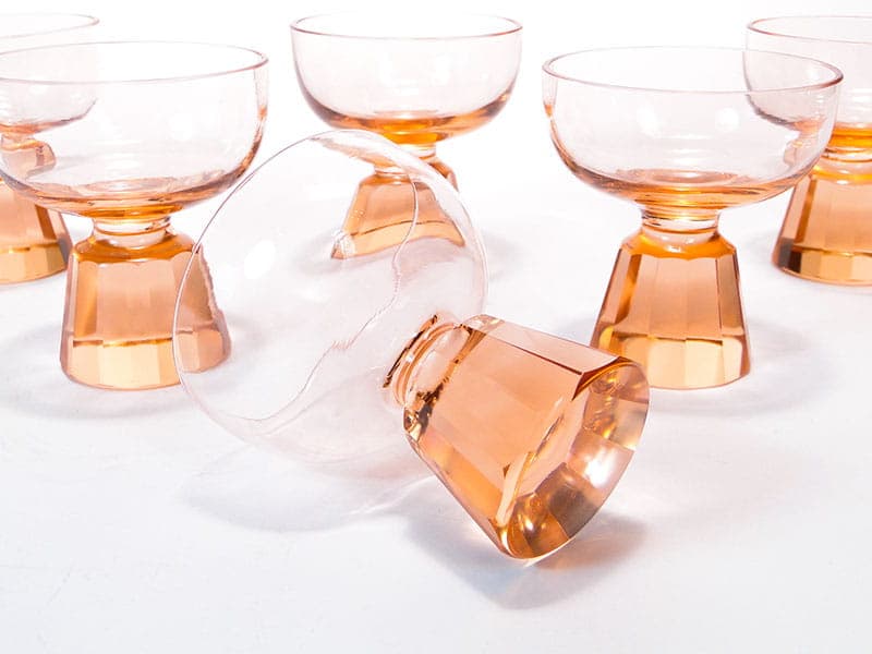 Komplet kieliszków Art déco, kryształ różowy, Bohemia, lata 20. - 223433