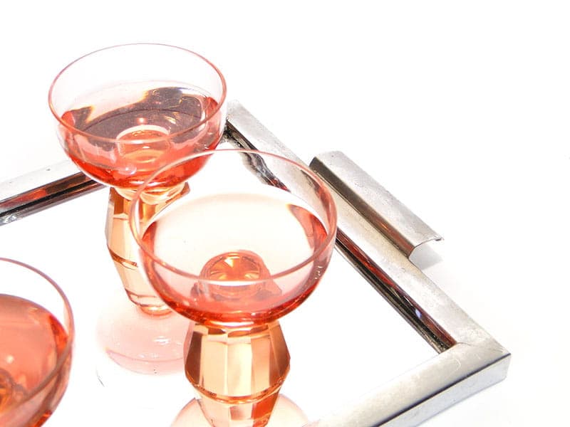 Komplet kieliszków Art déco, kryształ różowy, Bohemia, lata 20. - 223438