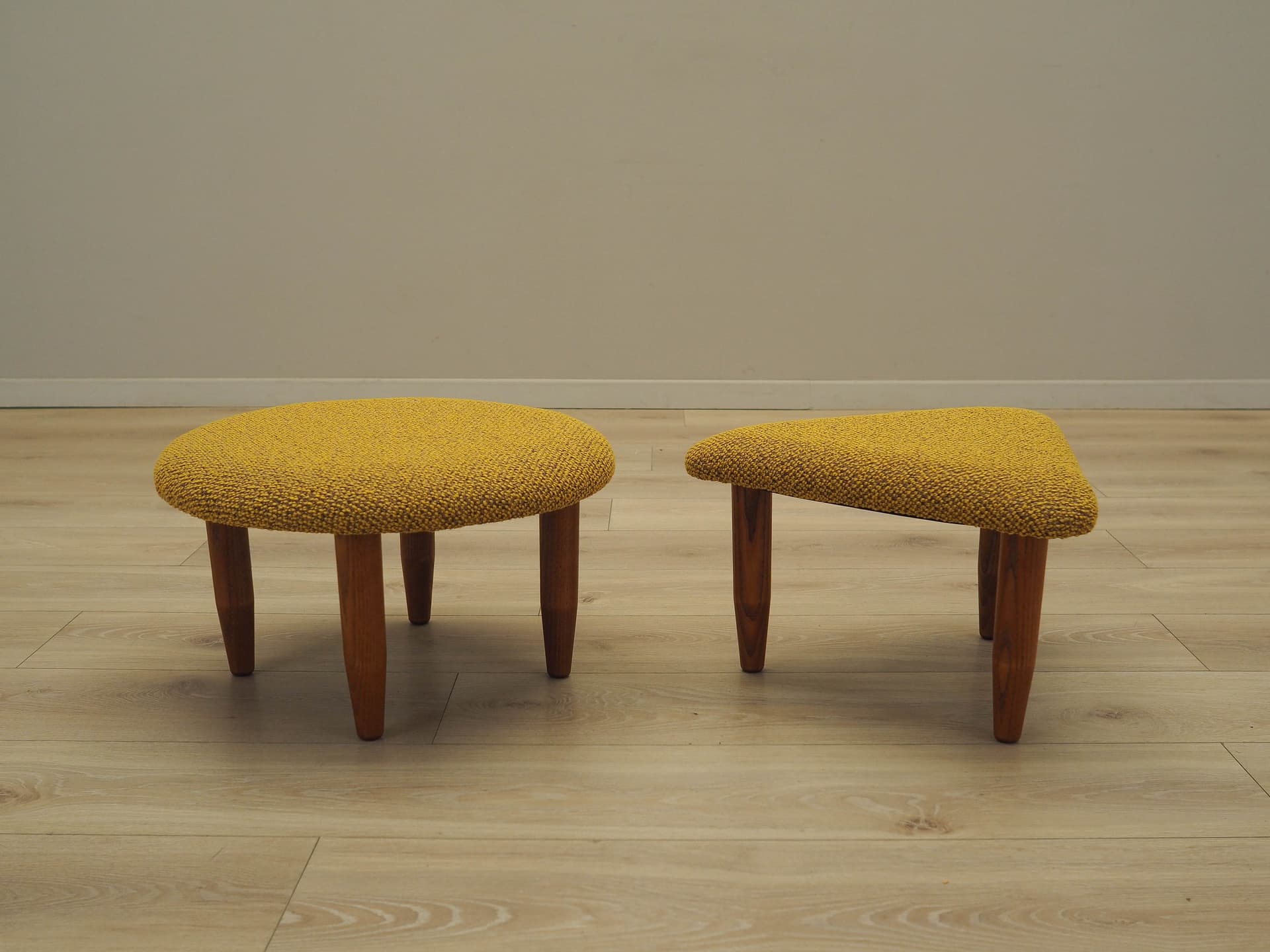 Set of ottomans, mustard yellow fabric, beech, Denmark, 1990s. - 223440