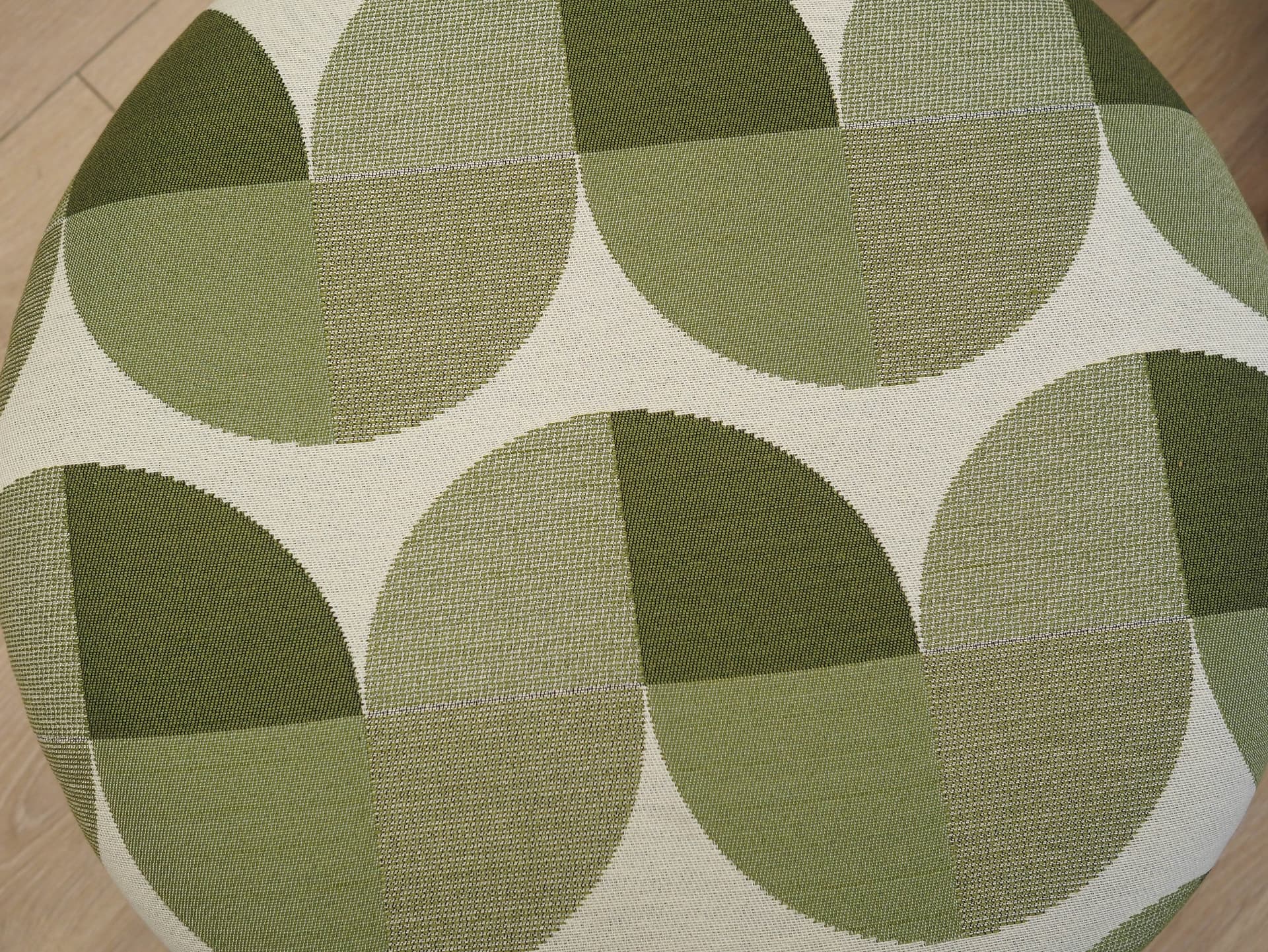 Komplet podnóżków, oliwkowa zieleń, wełna, buk, Dania, lata 90. - 223459