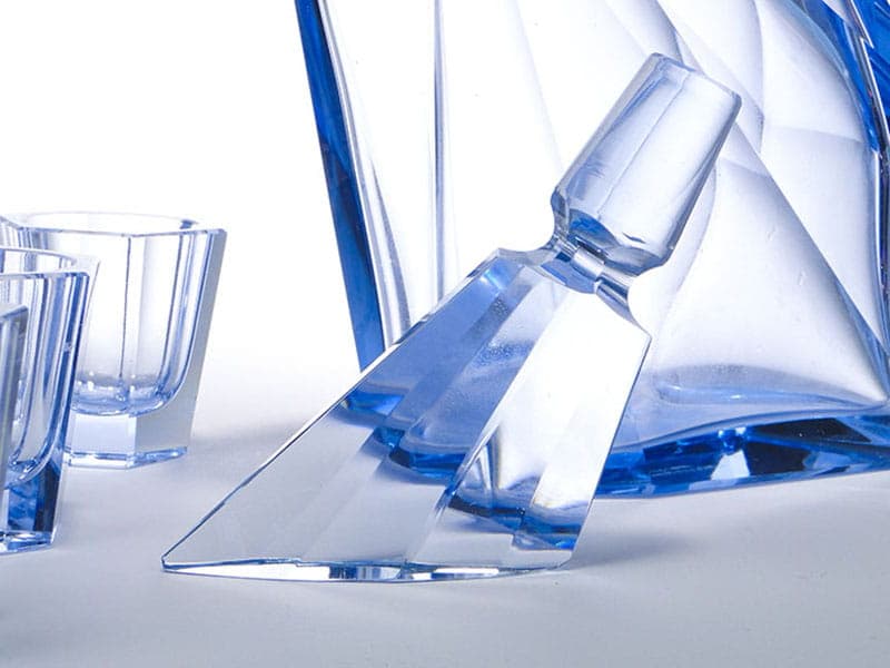 Serwis do wódki Art Deco, kryształ niebieski, Moser, Czechy, lata 20. - 223522