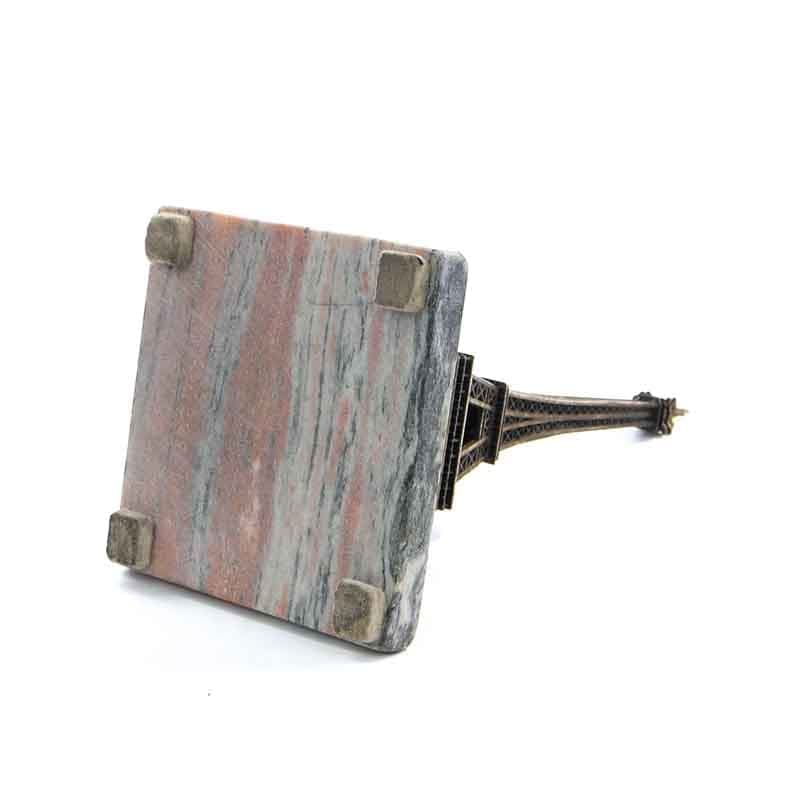 Model Wieży Eiffla, brąz ciemny, metal, marmur jasny, Francja, lata 50. - 223556