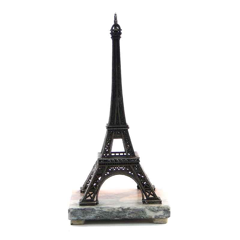 Model Wieży Eiffla, brąz ciemny, metal, marmur jasny, Francja, lata 50. - 223557