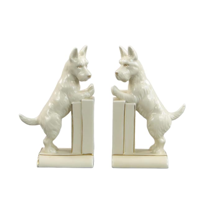 Para podpórek do książek Art déco, porcelana ivory white, Niemcy, lata 30. - WYMIARY