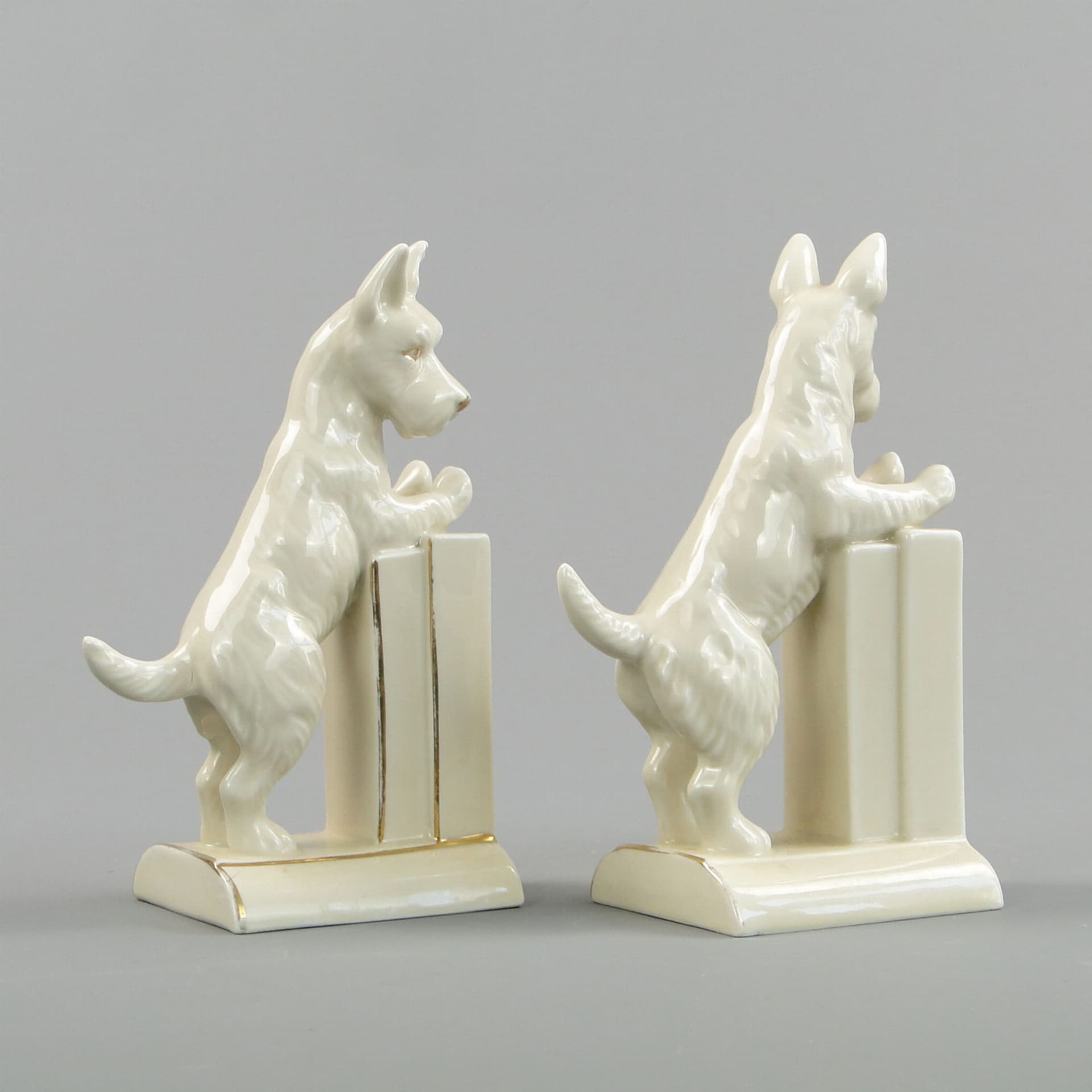 Para podpórek do książek Art déco, porcelana ivory white, Niemcy, lata 30. - 223605