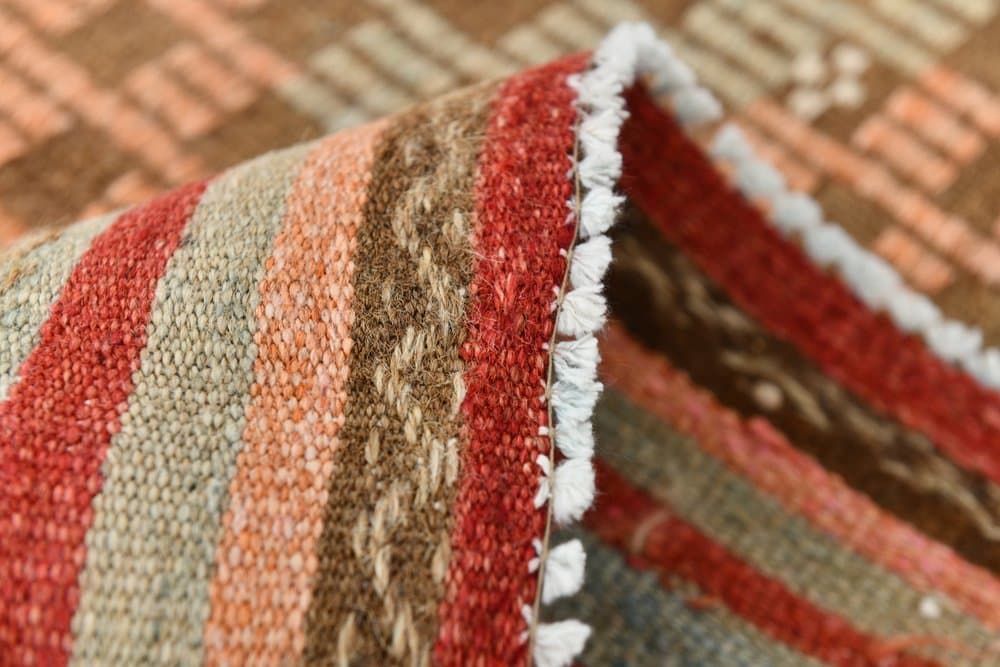 Kilim 208x297 cm, zielony, czerwony, wełna, Turcja, lata 60. - 223834