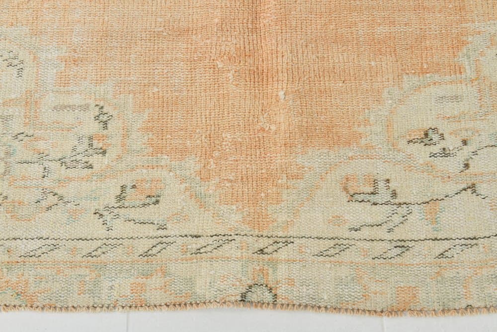 Dywan 251x185 cm, brzoskwiniowy, błękitny, wełna, Turcja, lata 70. - 223786