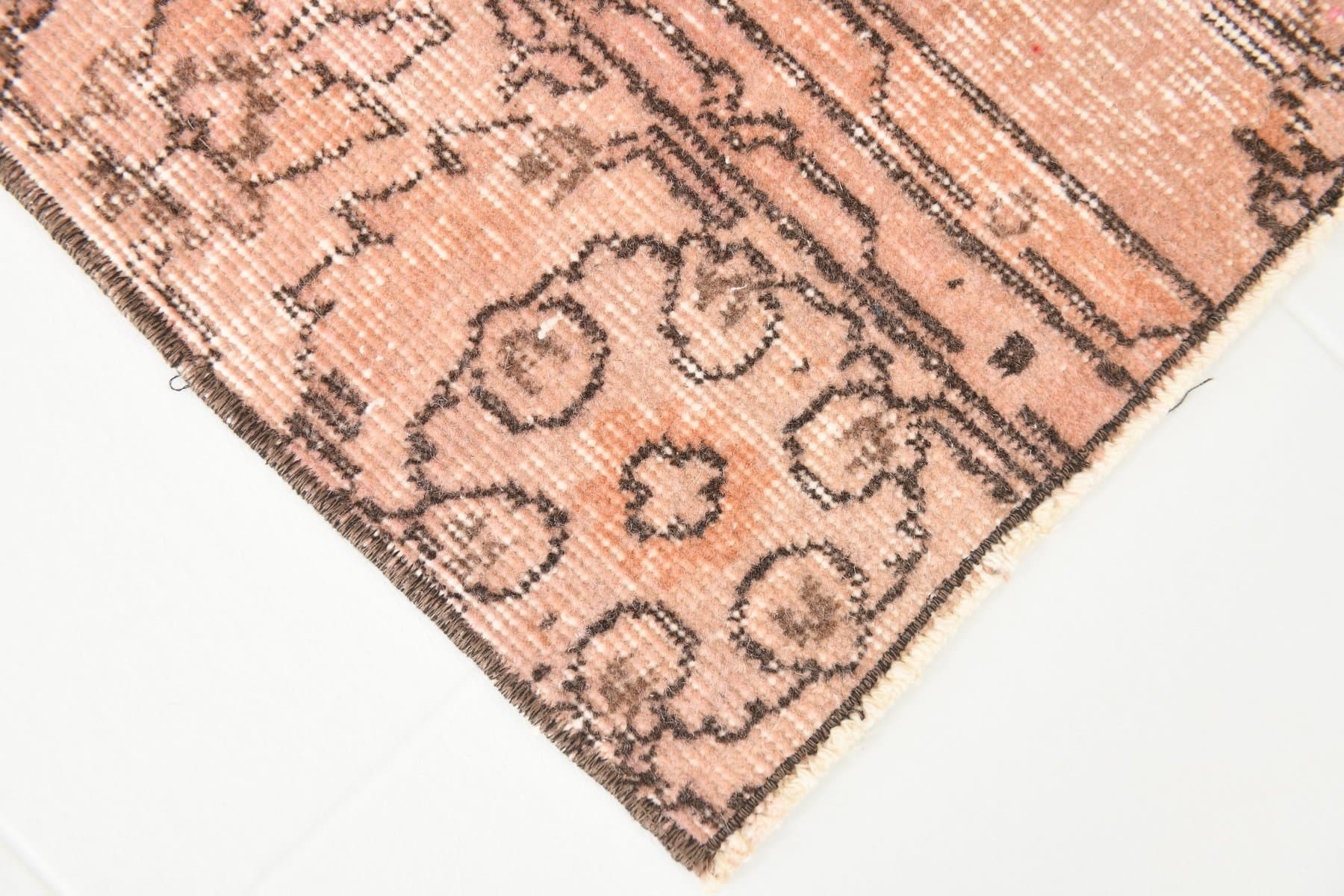 Chodnik 226x56 cm, różowy, wełna, Turcja, lata 70. - 223761