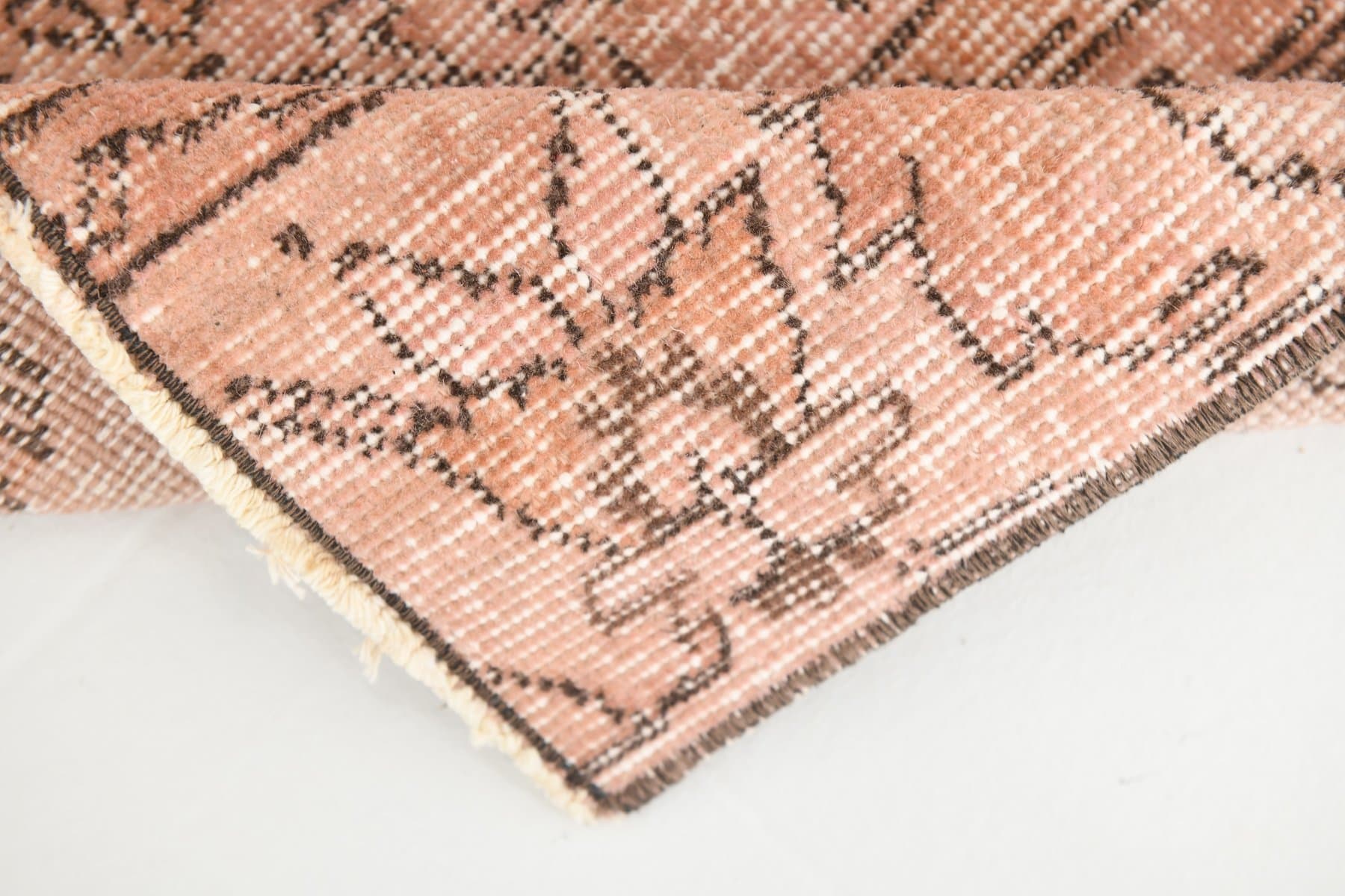 Chodnik 226x56 cm, różowy, wełna, Turcja, lata 70. - 223755