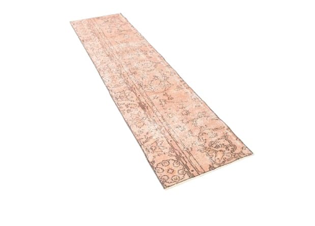 Chodnik 226x56 cm, różowy, wełna, Turcja, lata 70. - WYMIARY