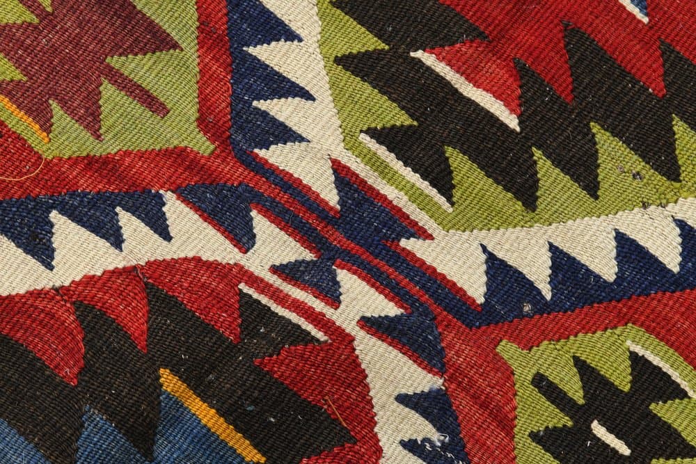 Kilim 130x219 cm, niebieski, oliwkowy, wełna, Turcja, lata 70. - 223747
