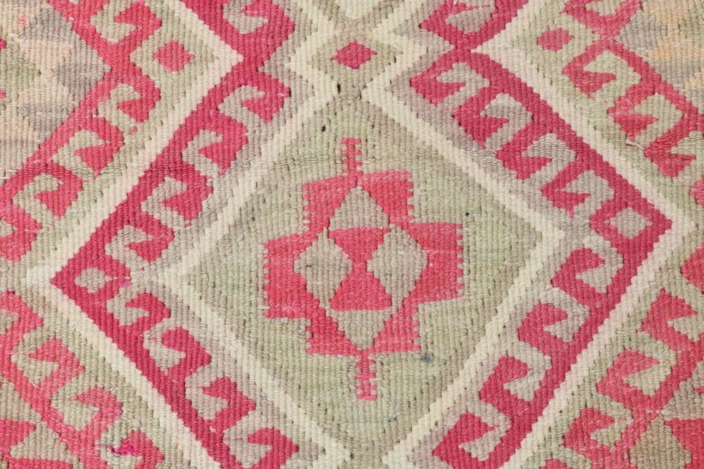 Kilim 81x395 cm, różowy, wełna, Turcja, lata 70. - 223717