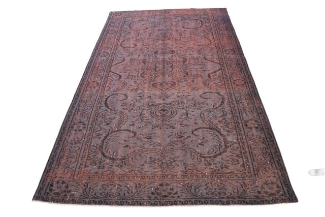 Dywan 166x268 cm, szaroniebieski, terakotowy, wełna, Turcja, lata 60. - WYMIARY