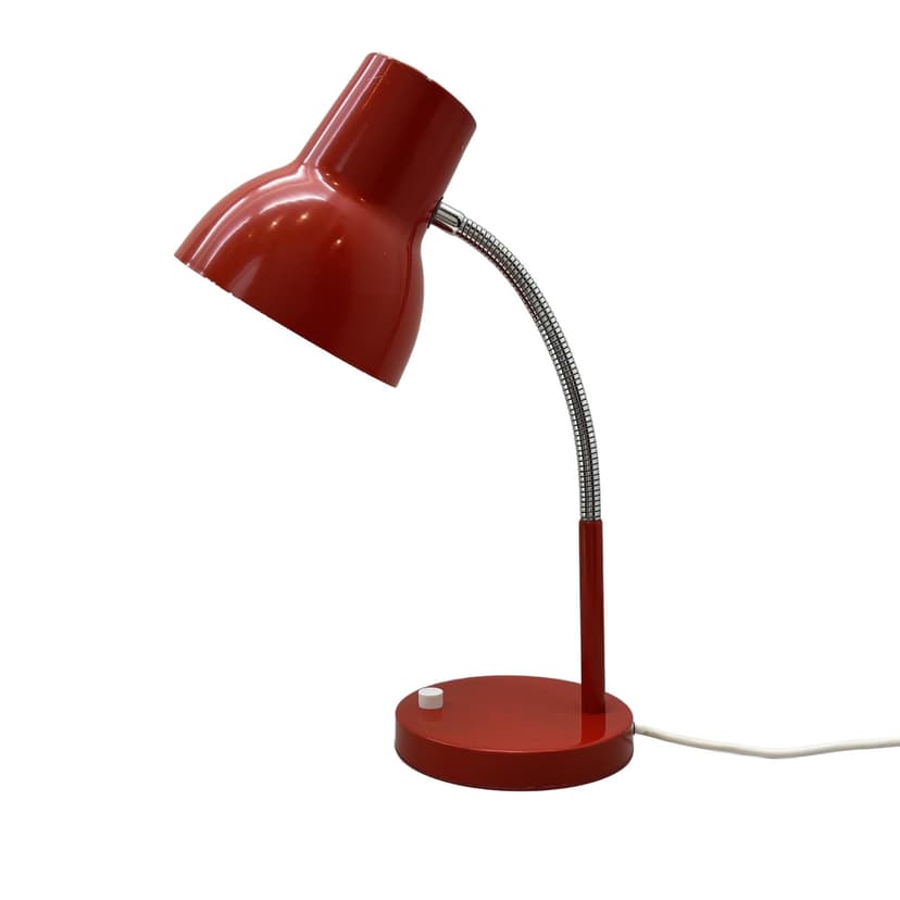 Lampka biurkowa, czerwony, metal lakierowany, chrom, Niemcy, lata 70.