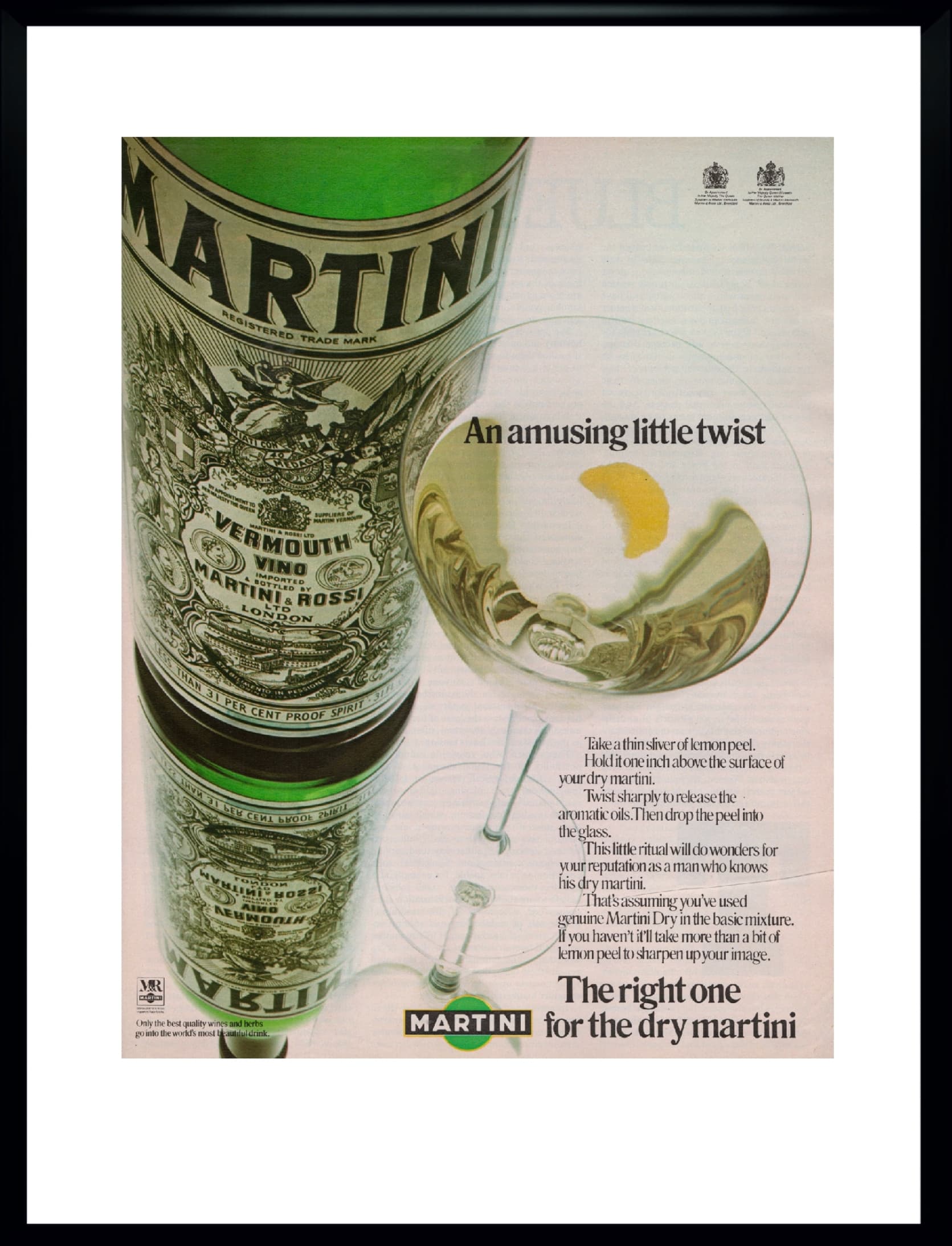 Reklama ścienna MARTINI 30x40 cm, multikolor, papier, plastik, USA, lata 70.