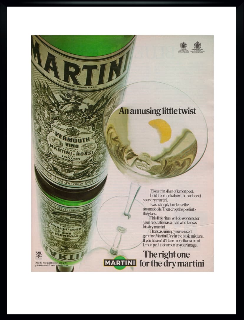 Reklama ścienna MARTINI 30x40 cm, multikolor, papier, plastik, USA, lata 70.