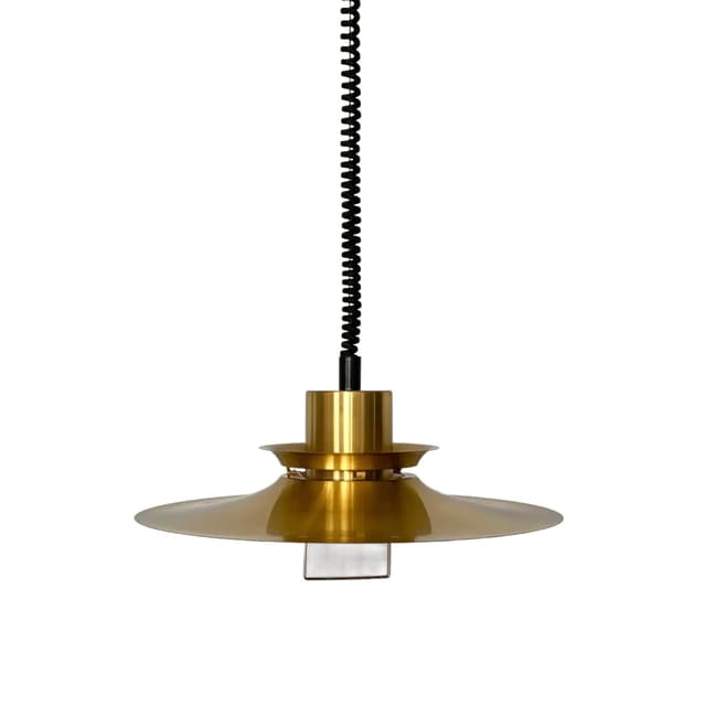 Brass Pendant Lamp, by A. Dutka for Vitrika, Denmark, 1970s - DIMENSION
