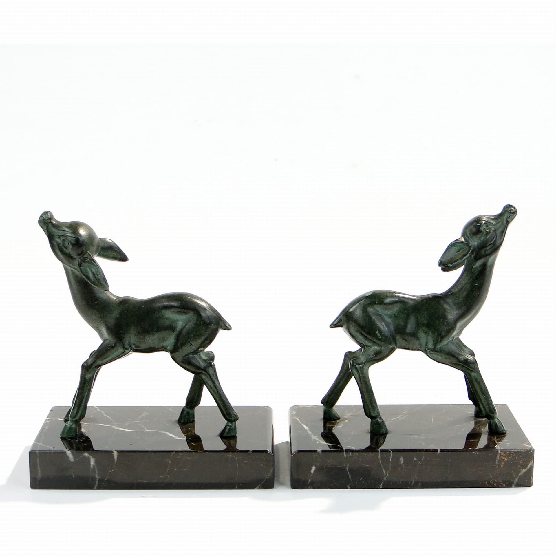 Podpórki do książek Art deco z sarenkami, Francja lata 20. - 224377