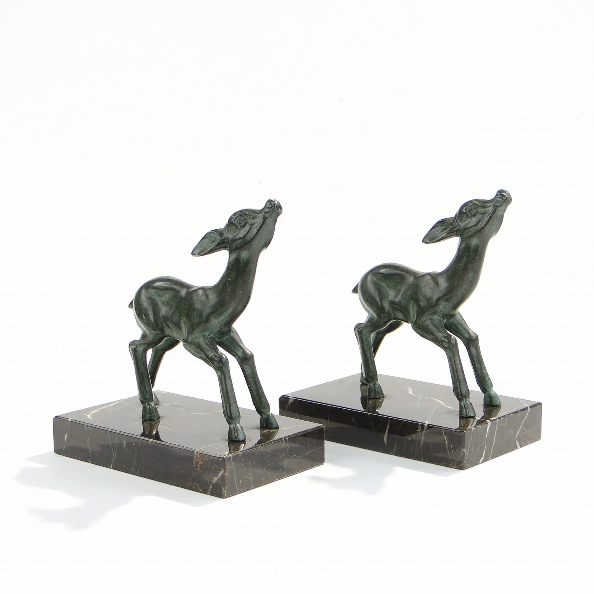 Podpórki do książek Art deco z sarenkami, Francja lata 20. - 224379