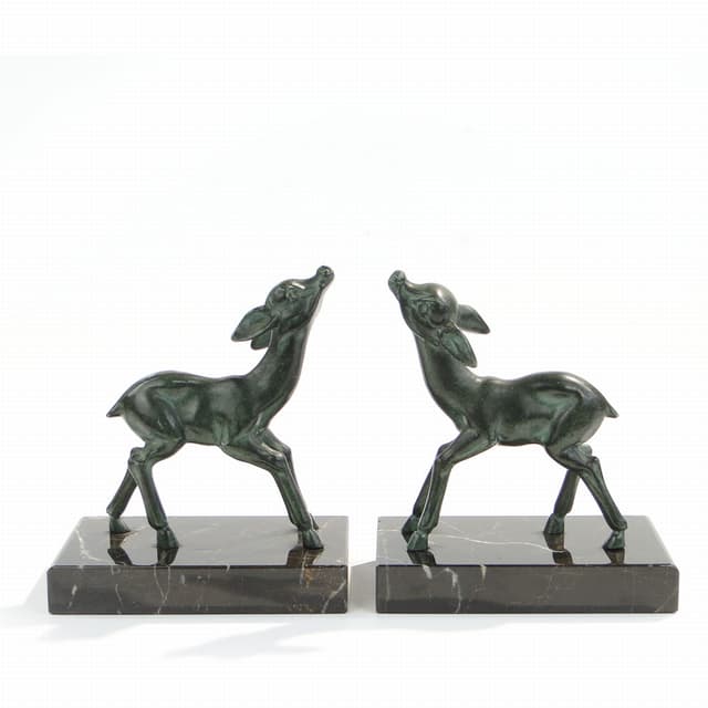 Podpórki do książek Art deco z sarenkami, Francja lata 20. - WYMIARY