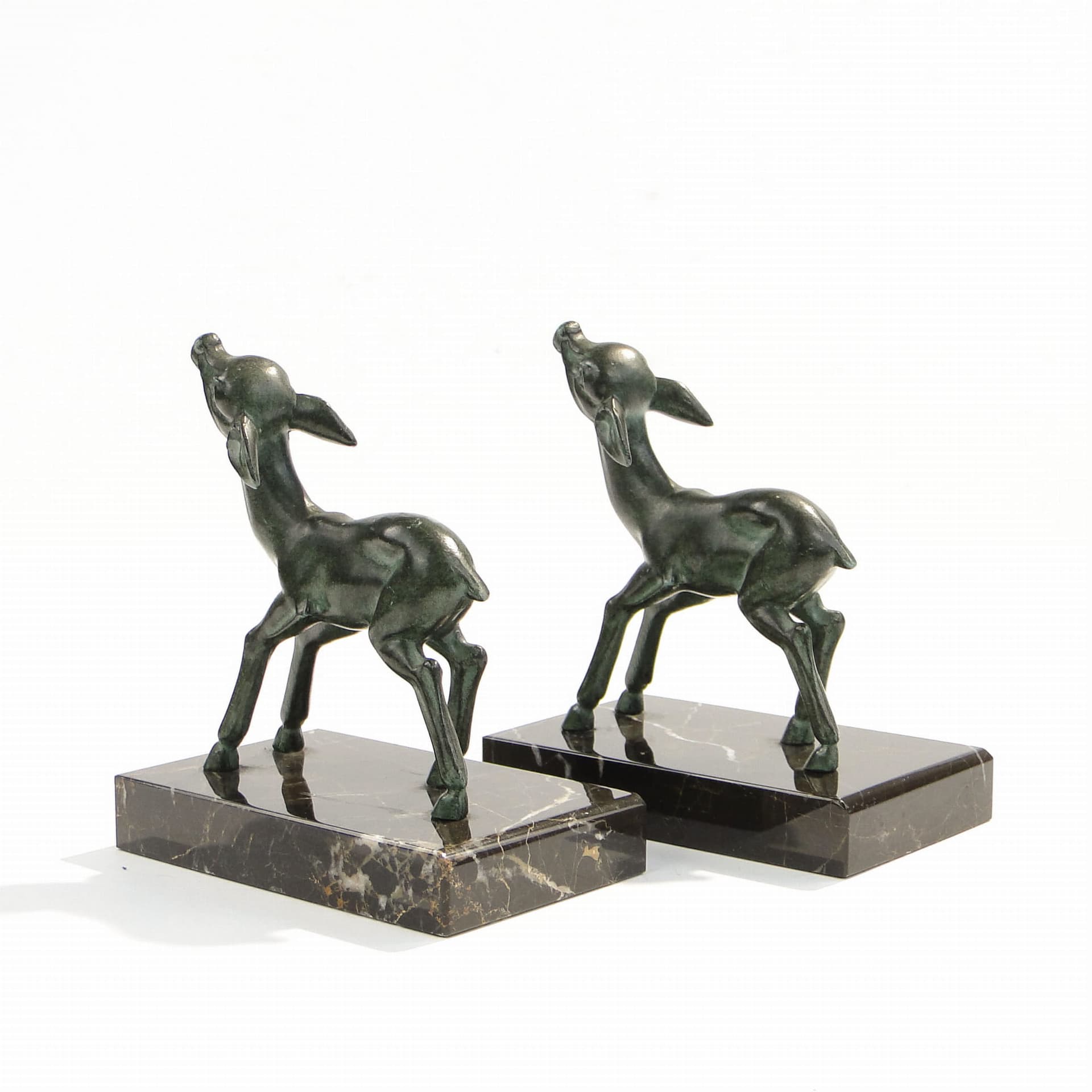 Podpórki do książek Art deco z sarenkami, Francja lata 20. - 224381