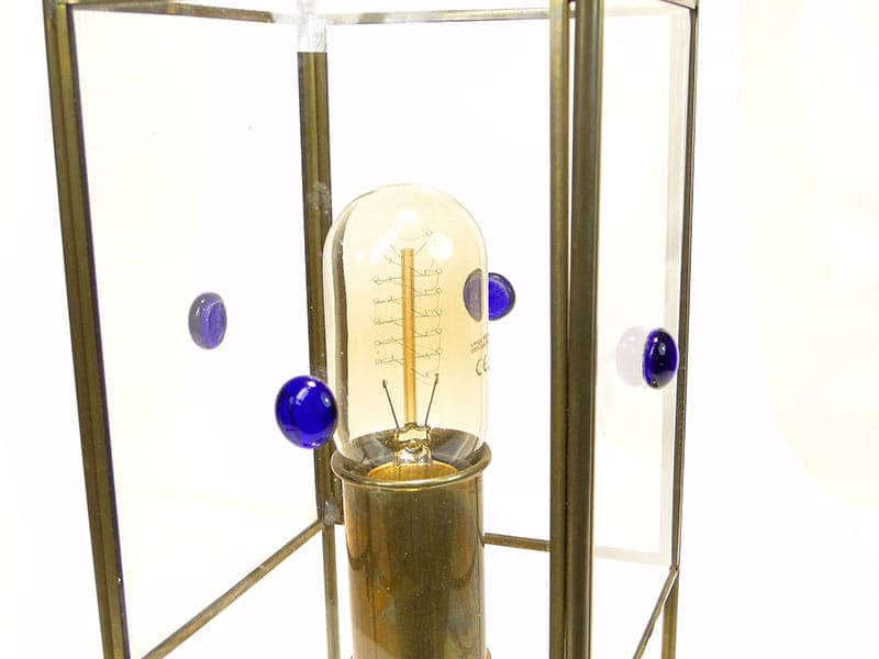 Lampa stołowa Art déco, mosiądz złoty, szkło, Warsztaty Wiedeńskie, Austria, lata 20. - 224426