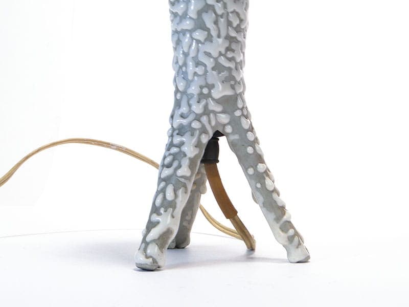 Lampa stołowa New Look, porcelit szary, szkło białe, proj. W. Gołajewska, Pruszków, Polska, lata 60. - 224489