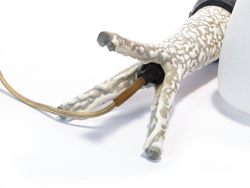 Lampa stołowa New Look, porcelit szary, szkło białe, proj. W. Gołajewska, Pruszków, Polska, lata 60. - 224484