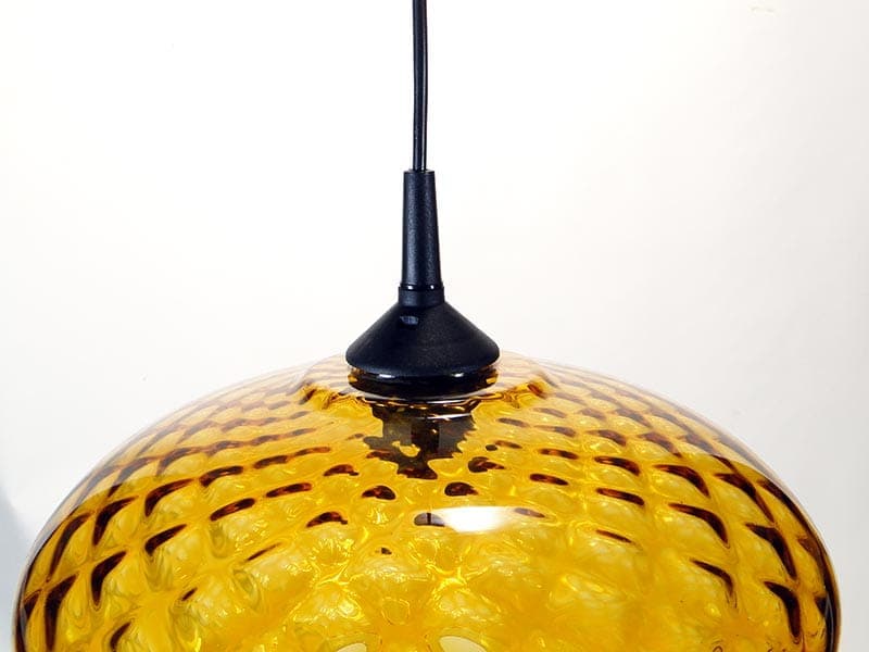 Lampa wisząca, szkło żółty, Lumet, Polska, lata 60. - 224515