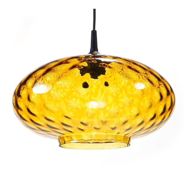 Lampa wisząca, szkło żółty, Lumet, Polska, lata 60. - WYMIARY