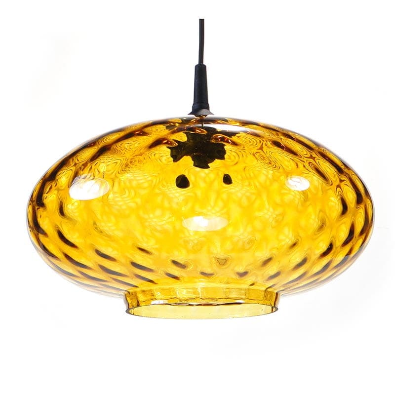 Lampa wisząca, szkło żółty, Lumet, Polska, lata 60.