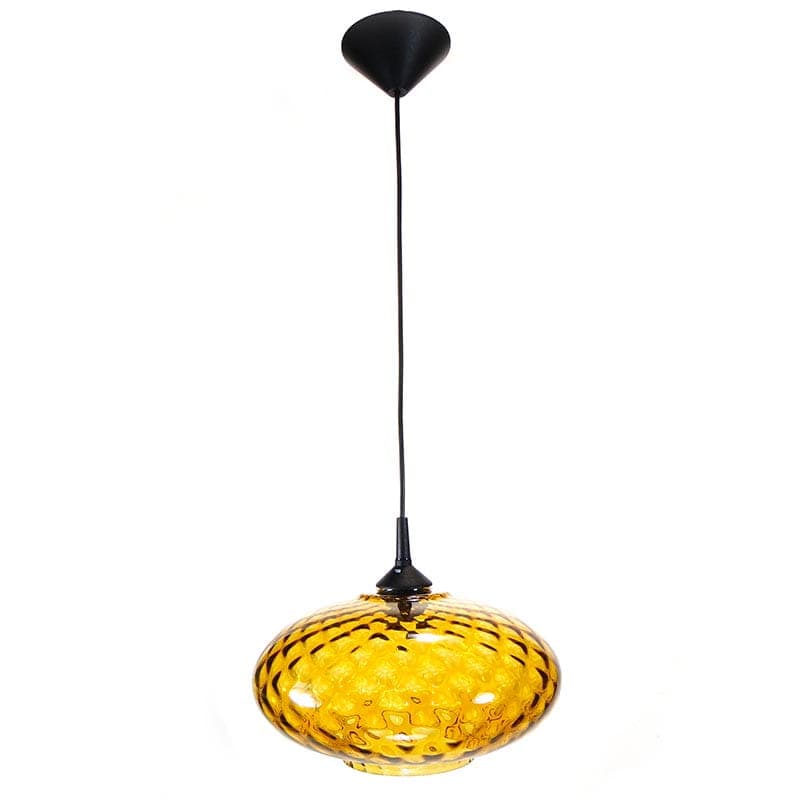 Lampa wisząca, szkło żółty, Lumet, Polska, lata 60. - 224514