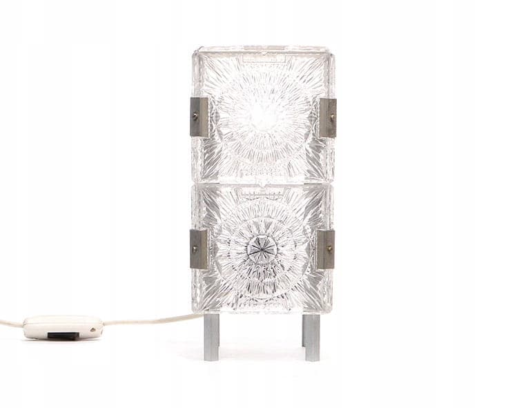 Lampa stołowa New Look, transparent, kryształ, Kamenický Šenov, Czechy, lata 50.