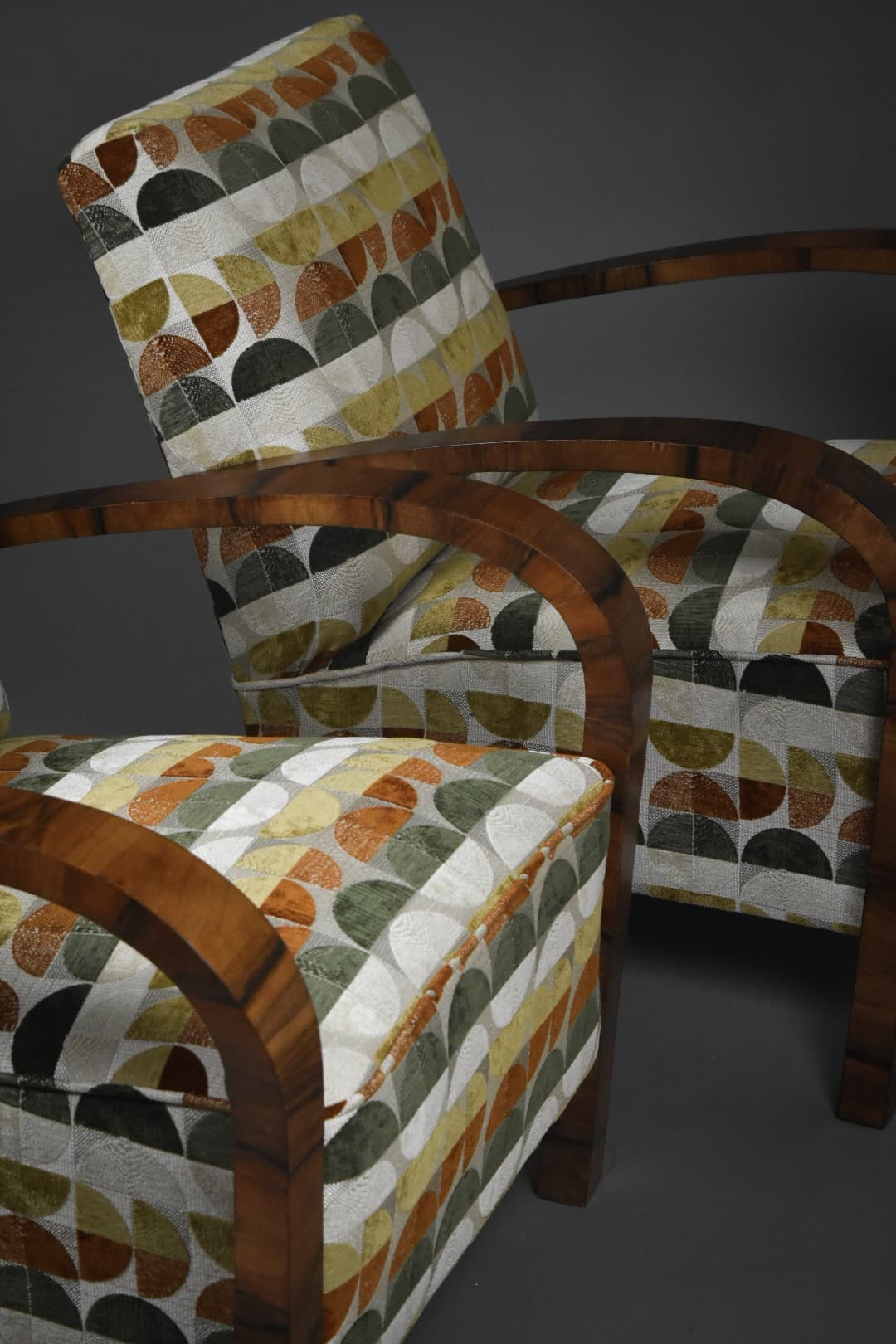 Para foteli Art Deco, multikolor, tkanina, drewno, lata 30. - 224597