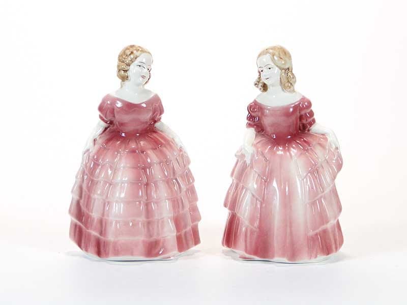 Podpórki do książek Siostry, róż, porcelana, Hertwig & Co., Niemcy, lata 40. - 224717