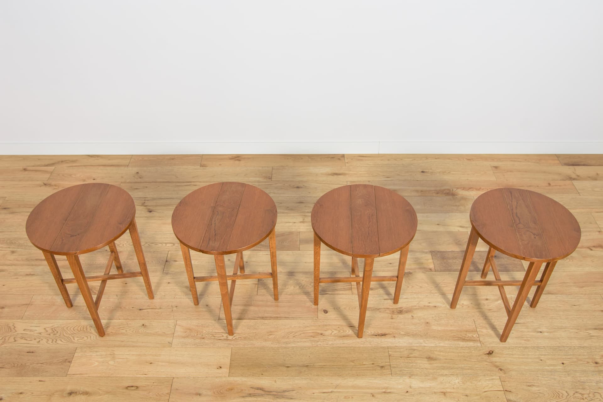 Komplet stolików gniazdowych, teak brązowy, buk, proj. P. Hundevad, Czechosłowacja, lata 60. - 224744