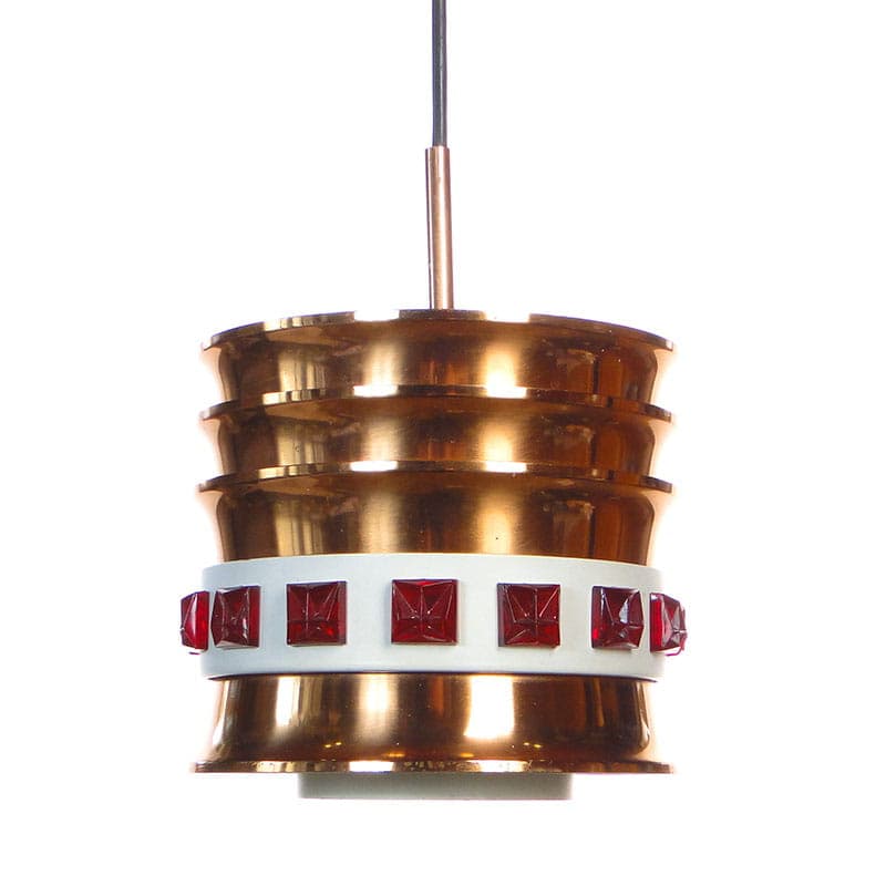 Lampa sufitowa, Limburg, mosiądz multicolor, tworzywo, Niemcy, lata 60. - 224770