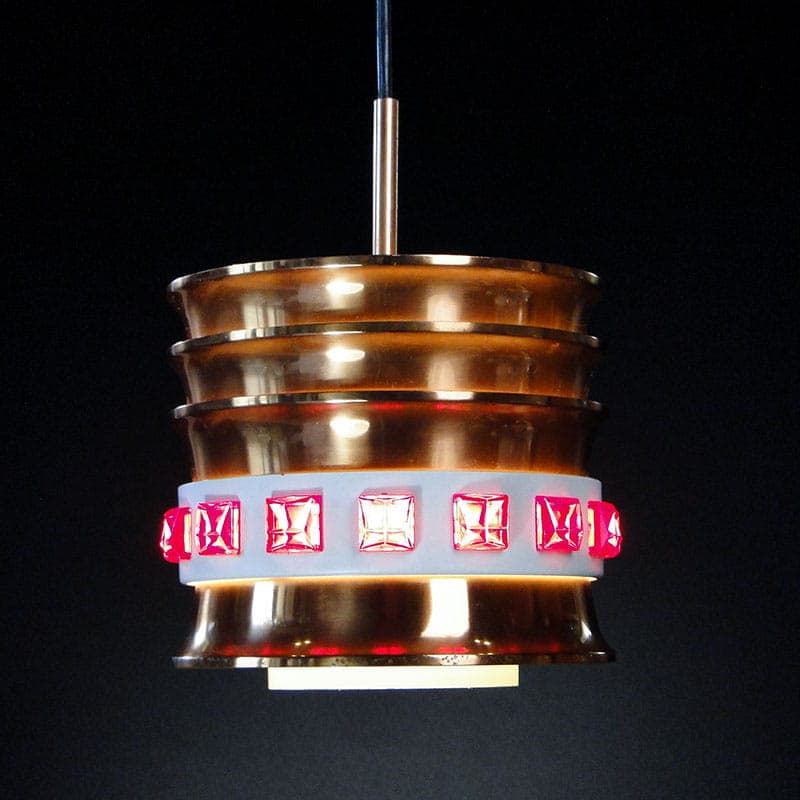 Lampa sufitowa, Limburg, mosiądz multicolor, tworzywo, Niemcy, lata 60. - 224769