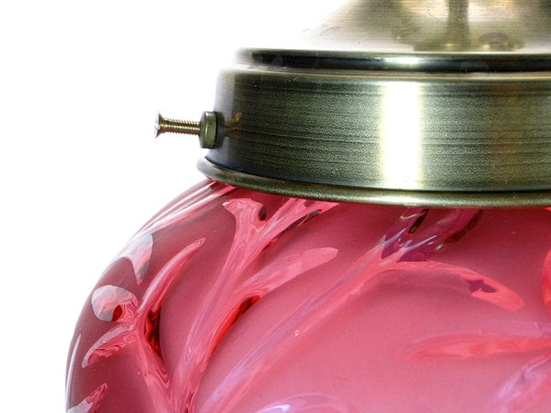 Lampa wisząca secesyjna, szkło czerwone, mosiądz, Polska, początek XX w. - 224806