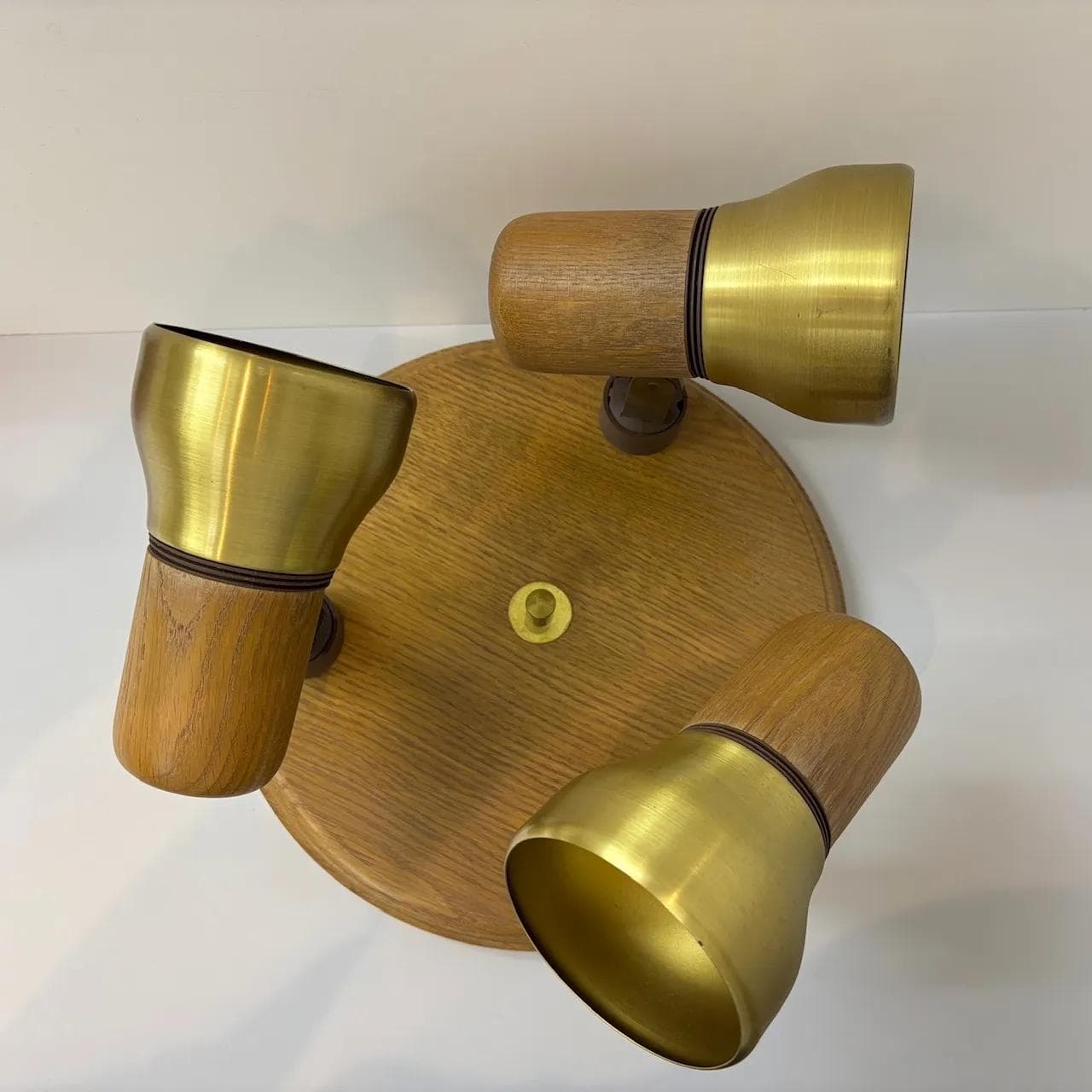 Dębowo-mosiężny plafon, Temde, Niemcy, lata 80. - 16498