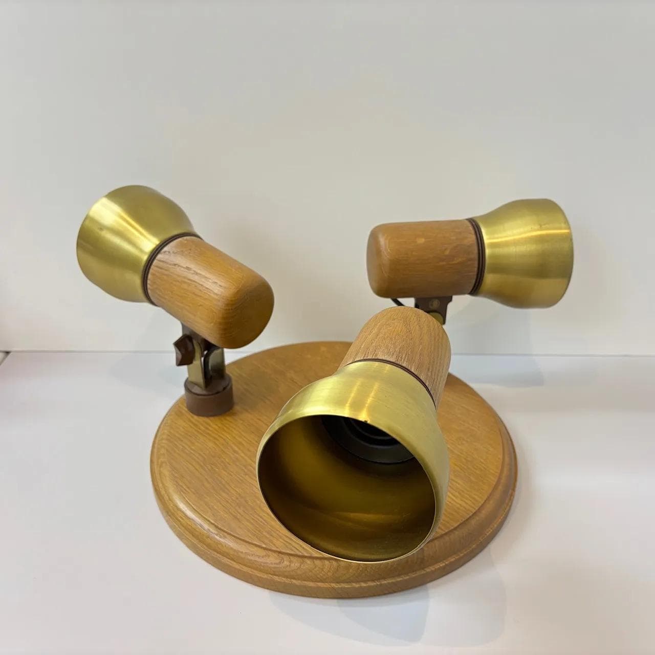 Dębowo-mosiężny plafon, Temde, Niemcy, lata 80. - 16491