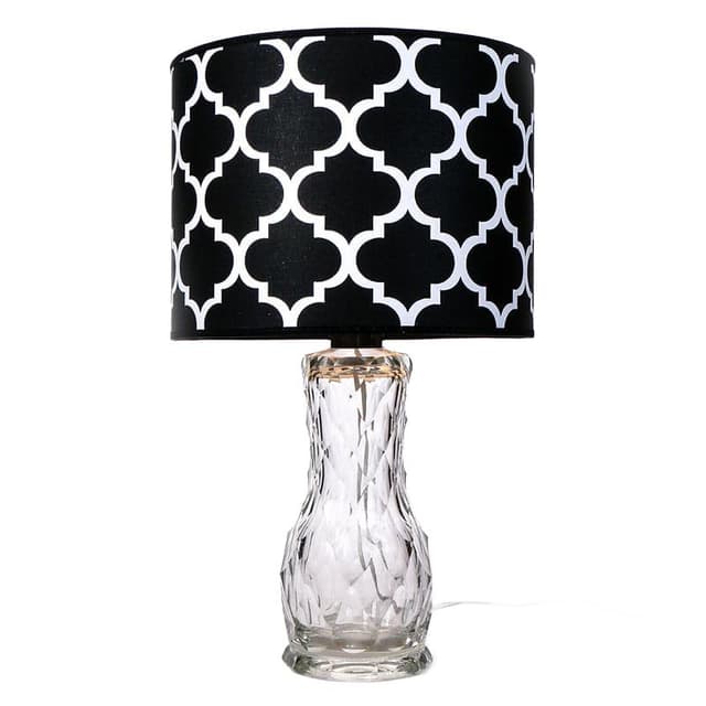 Lampa stołowa Art Deco, kryształ transparentny, Austria, lata 20. - WYMIARY