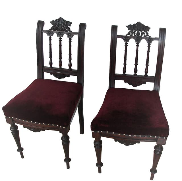 Para krzeseł, drewno ciemnobrązowy, velvet bordowy, XIX w. - WYMIARY
