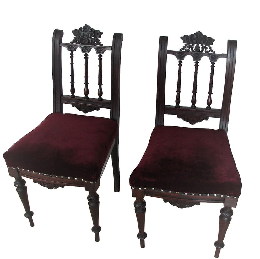 Para krzeseł, drewno ciemnobrązowy, velvet bordowy, XIX w.