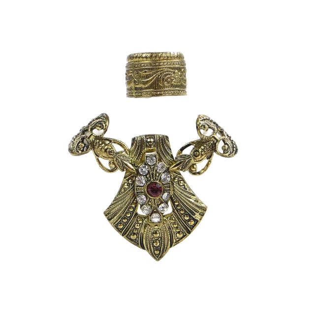 Flakon na perfumy, złoto, szkło, Bohemia, Czechy, lata 50. - WYMIARY