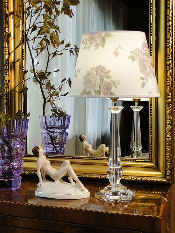 Lampa stołowa Art Deco, kryształ transparentny, Bohemia, Czechy, lata 20. - 224987