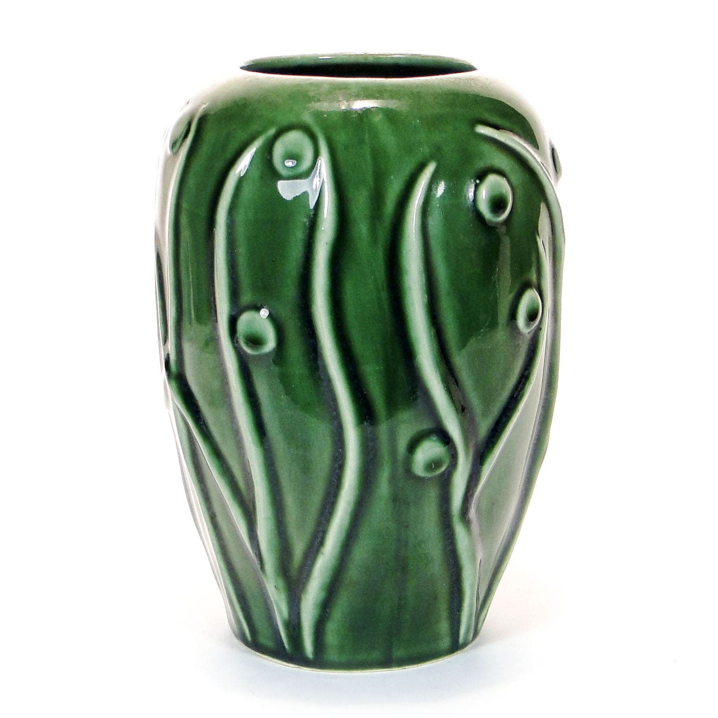 Wazon, ceramika zielona, proj. M. Worotyńska, Polska, lata 60.