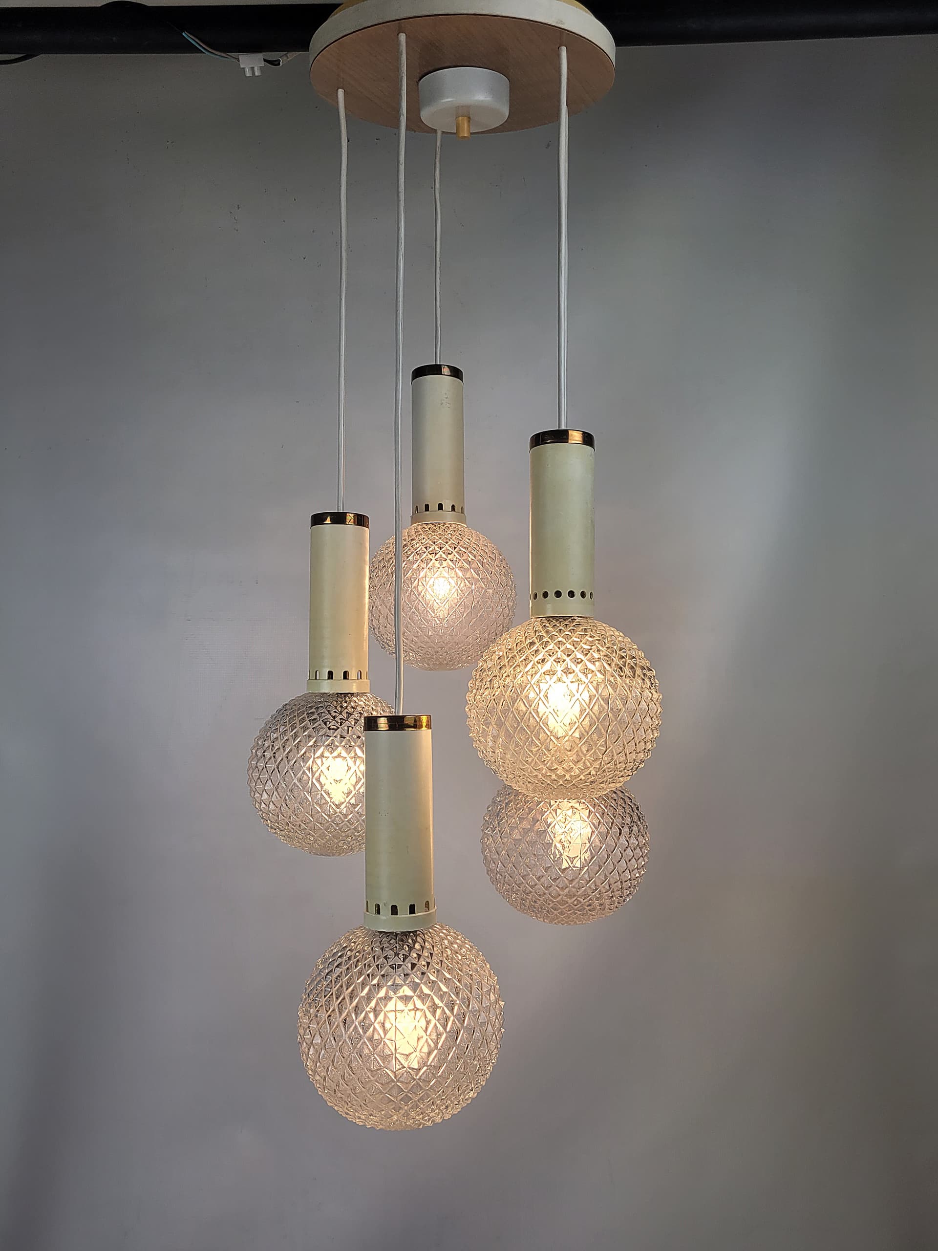 Lampa kaskadowa, transparentne szkło, lata 70. - 225213