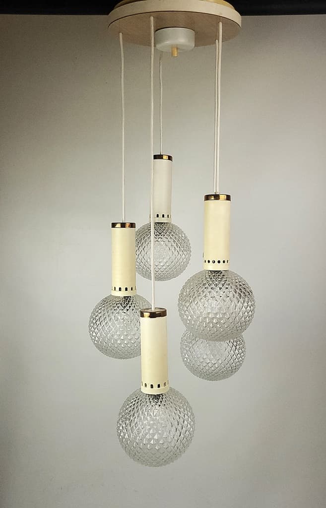 Lampa kaskadowa, transparentne szkło, lata 70. - 225206