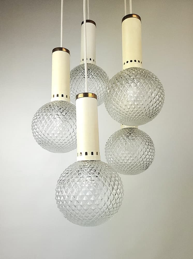 Lampa kaskadowa, transparentne szkło, lata 70. - 225204